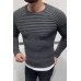 Autumn And Winter Casual Men's Round Neck Ribbed Knit Sweater Sleeves Slim Suits