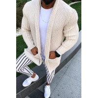 Mens Slim Lapel Knitted Sweater Long Sleeve Cardigan