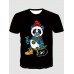 Casual O Neck Cartoon Print Black Men T-shirt