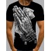 Men Street O Neck Print Black T-shirt