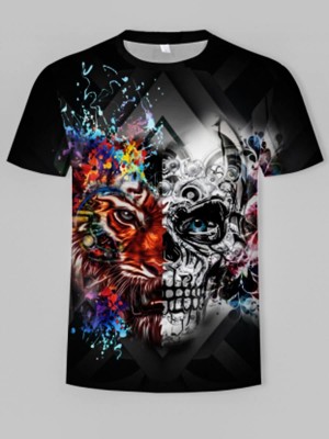 Party Halloween Clown Print Multicolor Men T-shirt